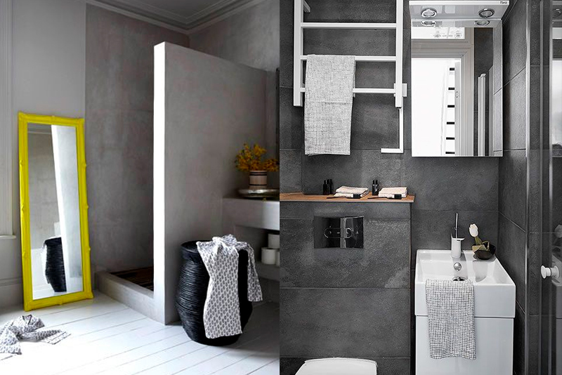 Adorei essa ideia de banheiro mais rústico, bem cinza, também colocaria uns pontos de cor na decoração apenas :)